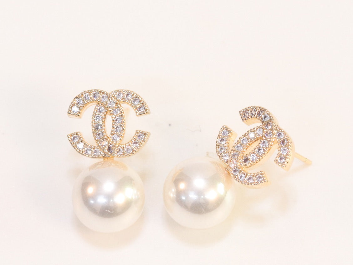 Double C cz pearl drops