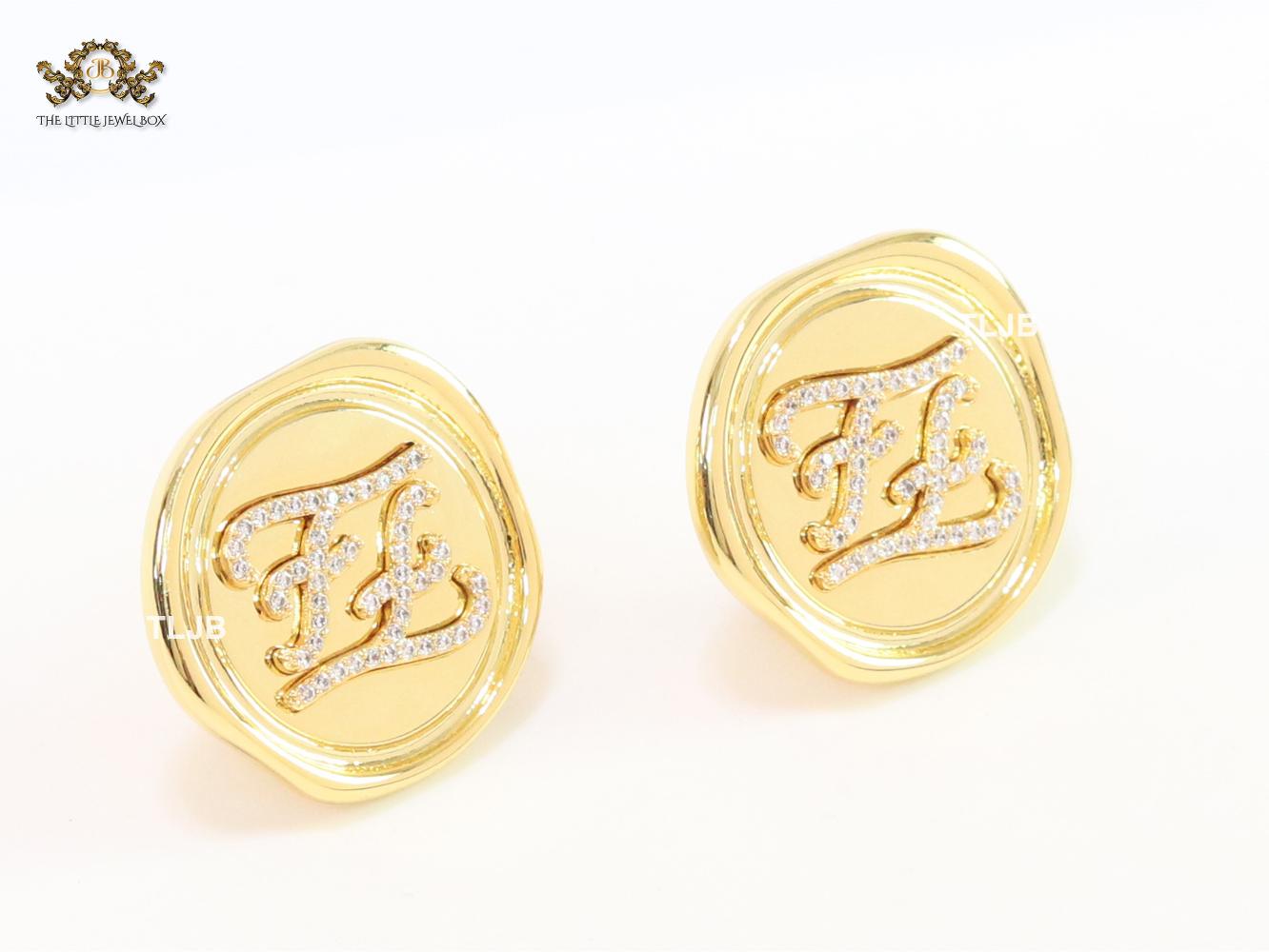 Double F studs with CZ