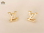 Alphabet L&V Gold white Stud Earrings