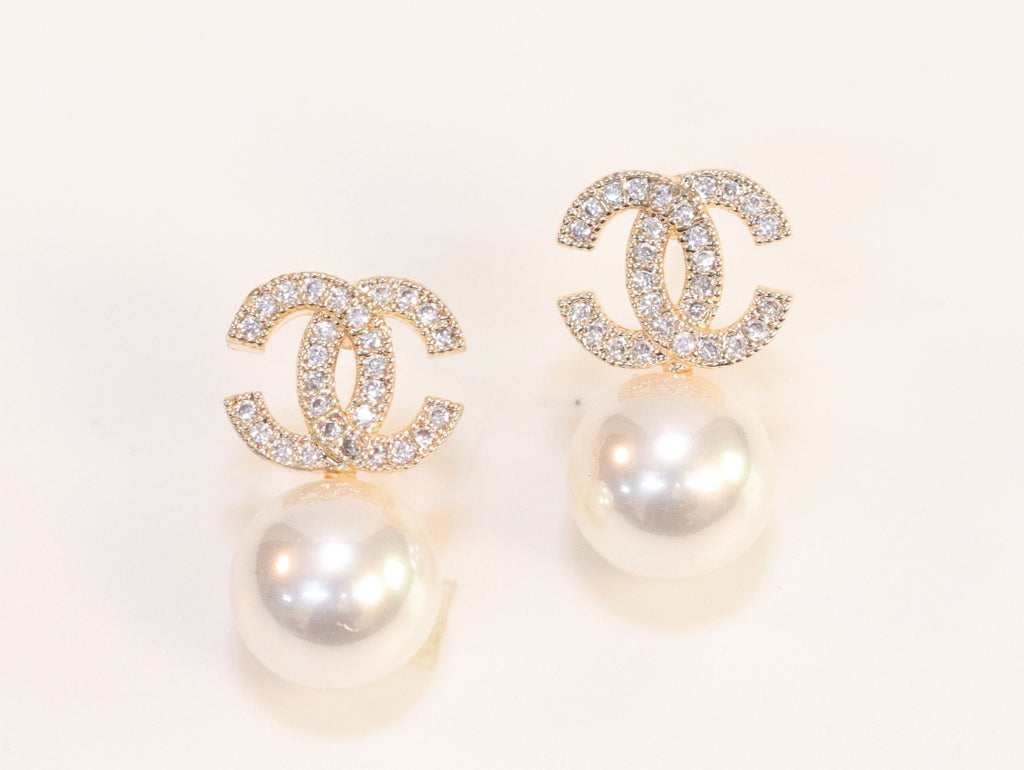 Double C cz pearl drops