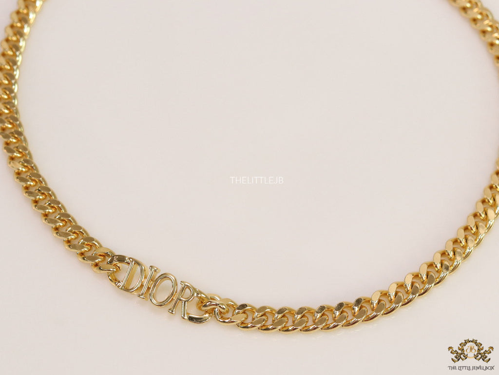 Gold plated link chain necklace with alphabets