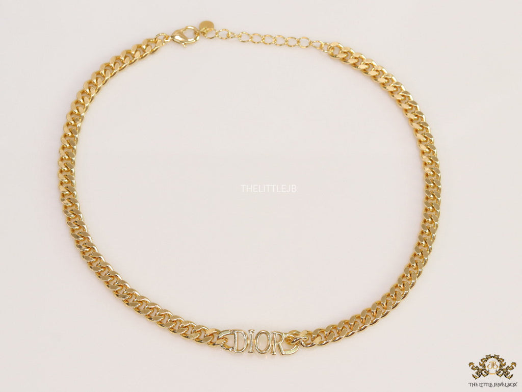 Gold plated link chain necklace with alphabets