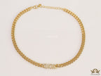 Gold plated link chain necklace with alphabets