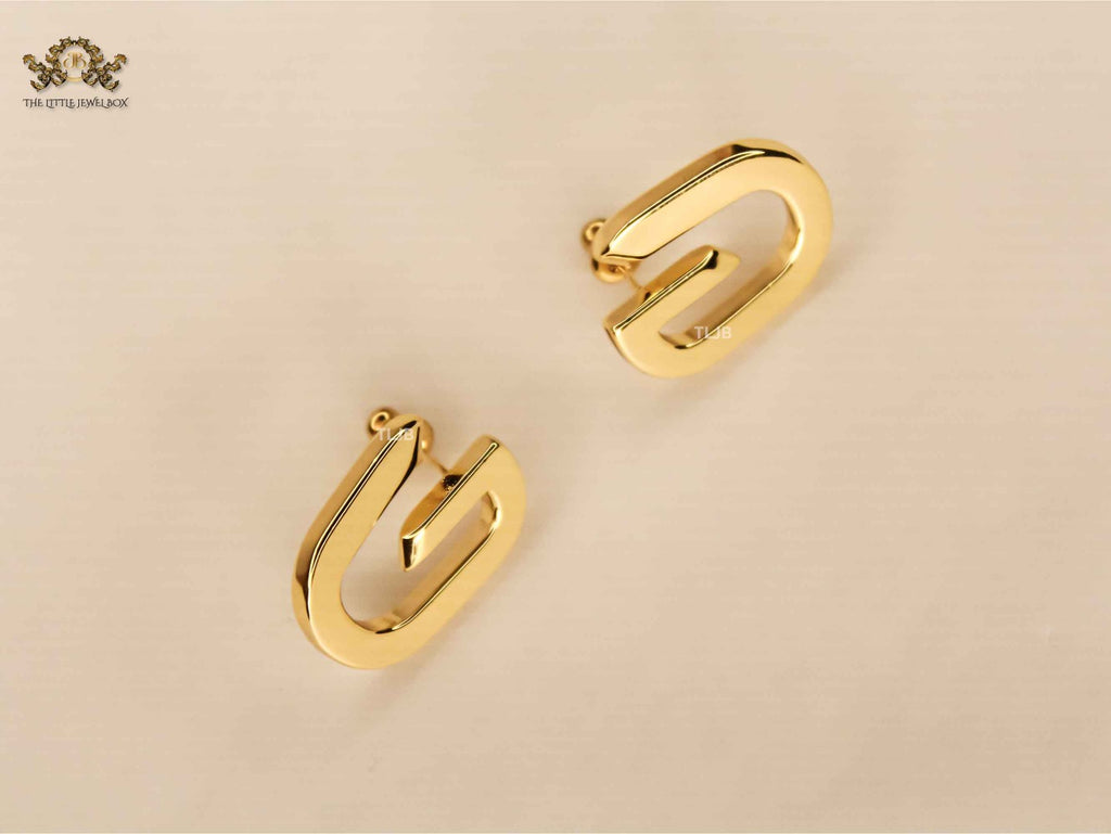 Alphabet G Golden Curve Studs