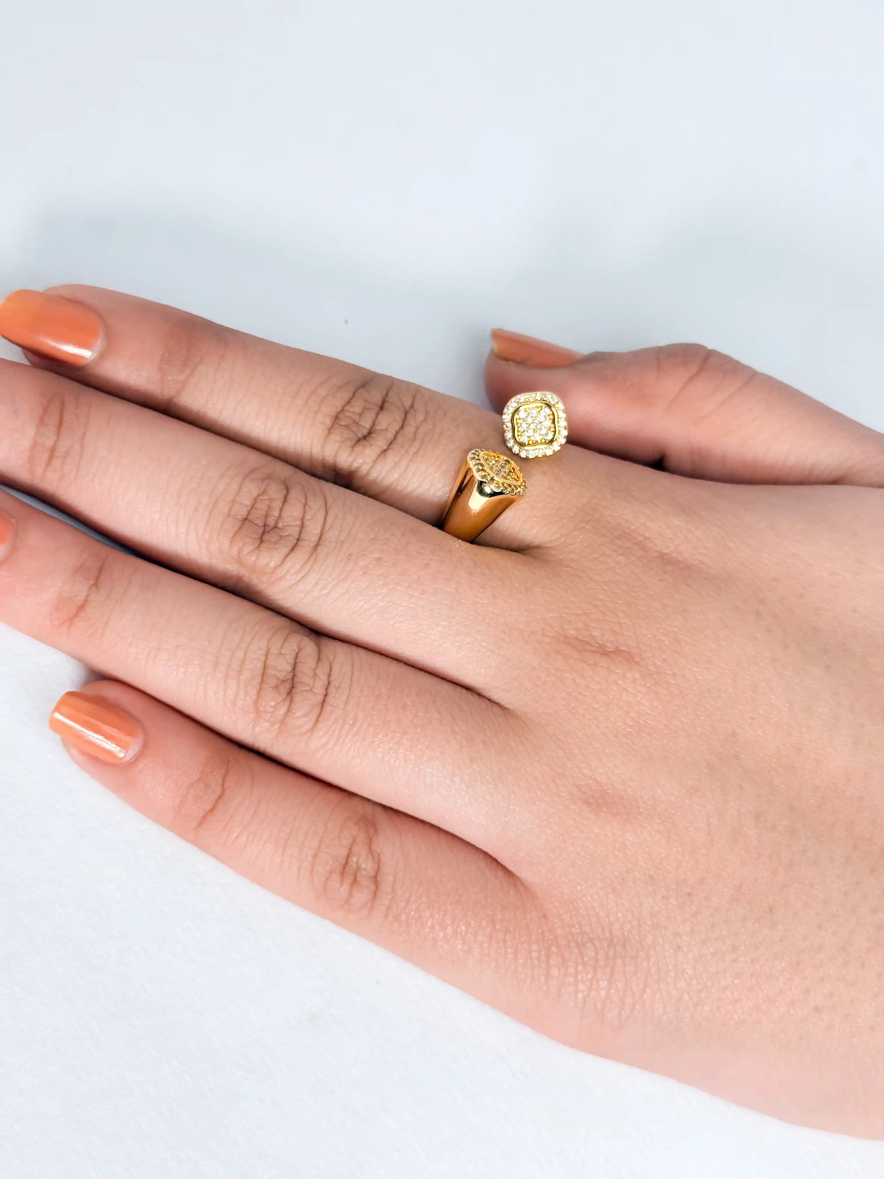 Cushion Double Top Adjustable Ring