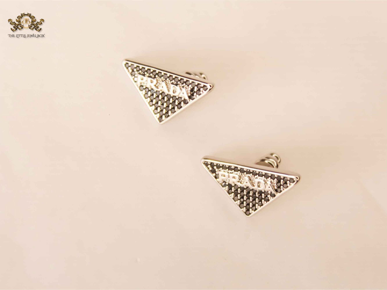 Alphabet P black cz Platinum plated Studs