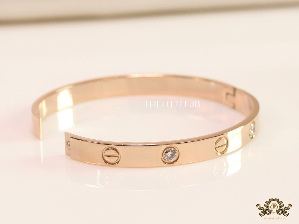Men's Rose gold Screw and diamond oval shaped openable bracelets