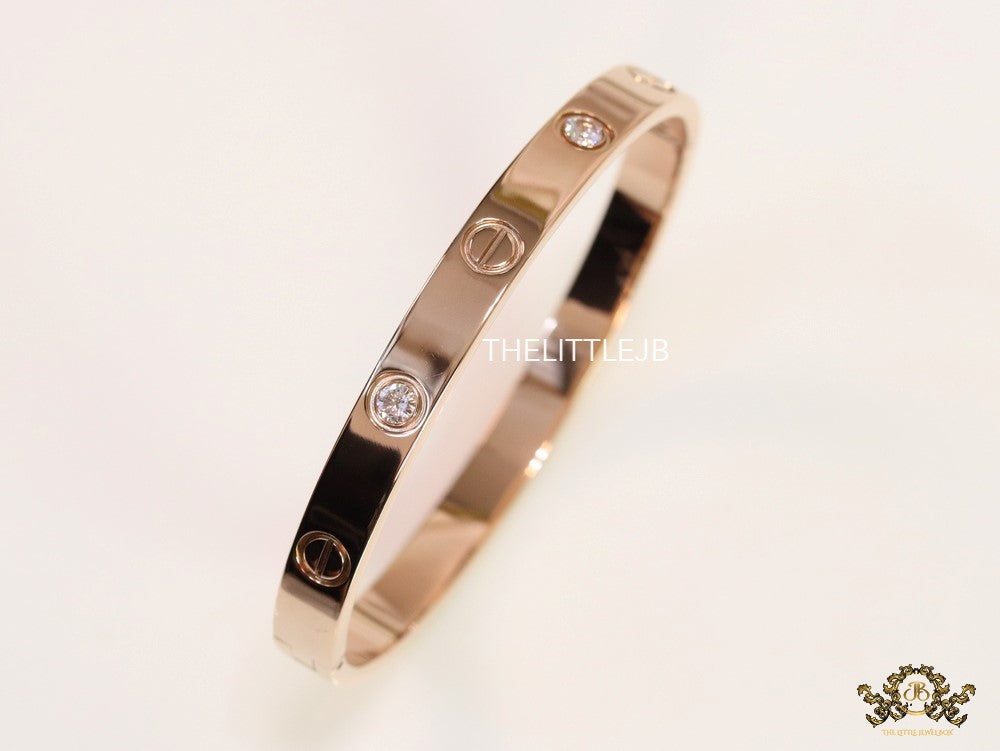 Men's Rose gold Screw and diamond oval shaped openable bracelets