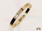 Men's gold Screw and diamond oval shaped openable bracelets