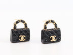 Black & gold double C purse earrings
