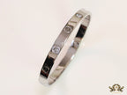 Men's platinum Screw and diamond oval shaped openable bracelets