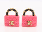 Black and pink Double C purse earrings