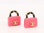 Black and pink Double C purse earrings