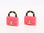 Black and pink Double C purse earrings