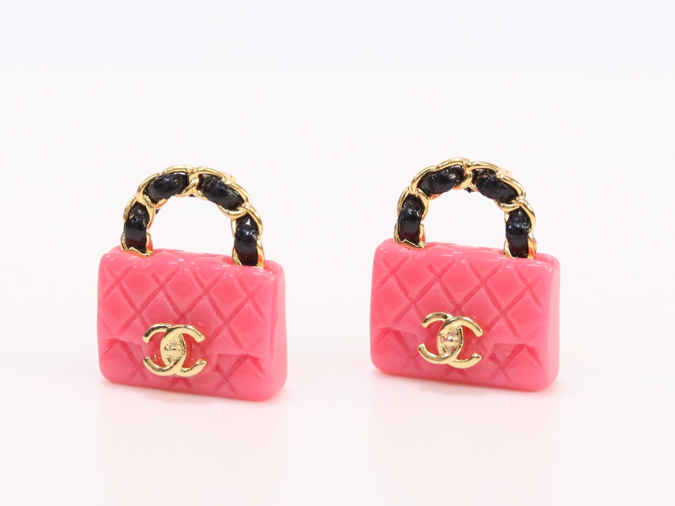 Black and pink Double C purse earrings