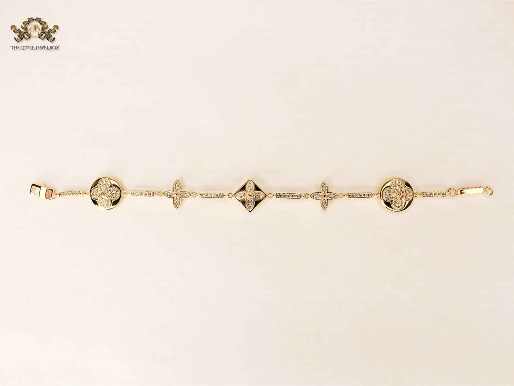 Alphabet L & V gold dazzle bracelet