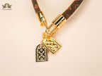 Alphabet L&V combo charm monogram leather bracelet