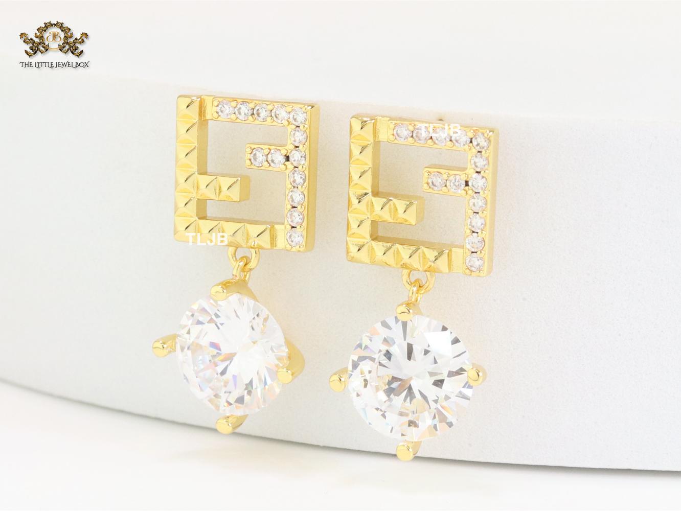 Double F small earrings with cz
