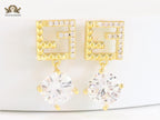 Double F small earrings with cz