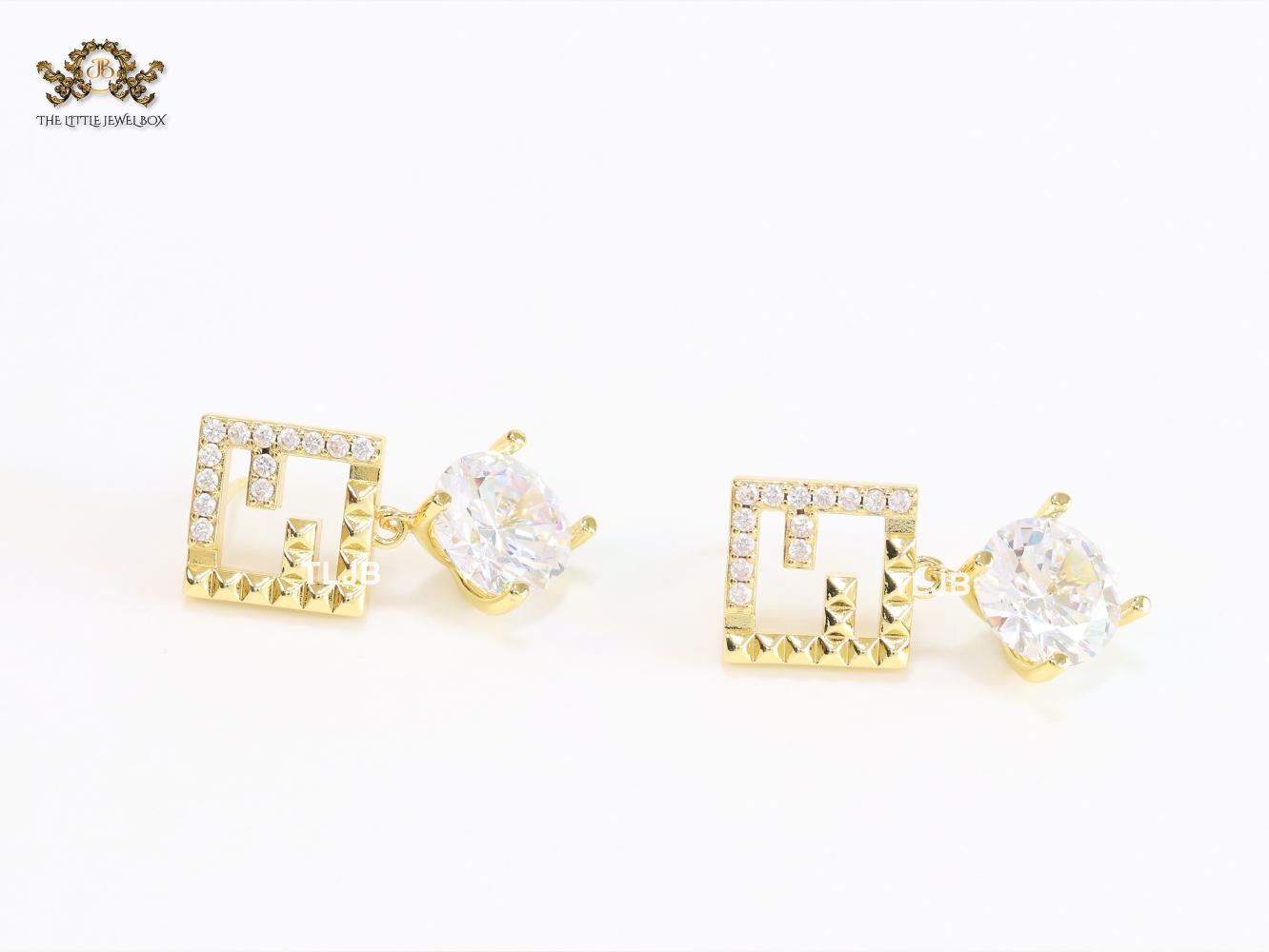 Double F small earrings with cz