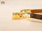 Alphabet L&V golden bag charm monogram leather bracelet
