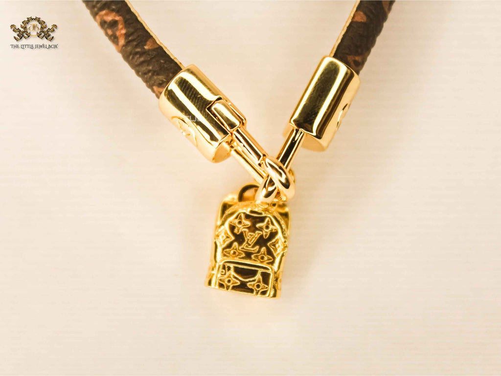 Alphabet L&V golden bag charm monogram leather bracelet