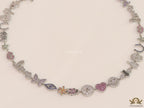 Platinum plated choker style cz lucky charm necklace