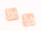 Peach enamel and pearl earrings