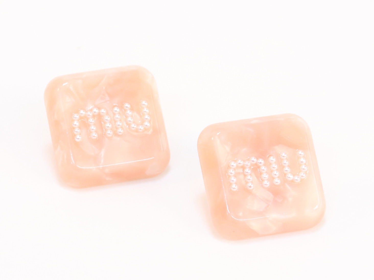 Peach enamel and pearl earrings