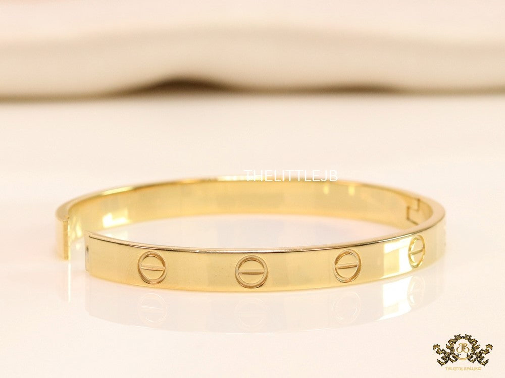 Men's gold all screws oval shaped openable bracelets