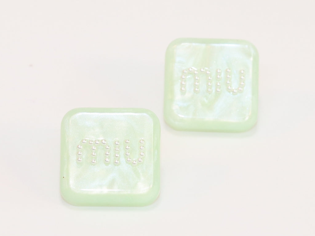 Green enamel and pearl earrings