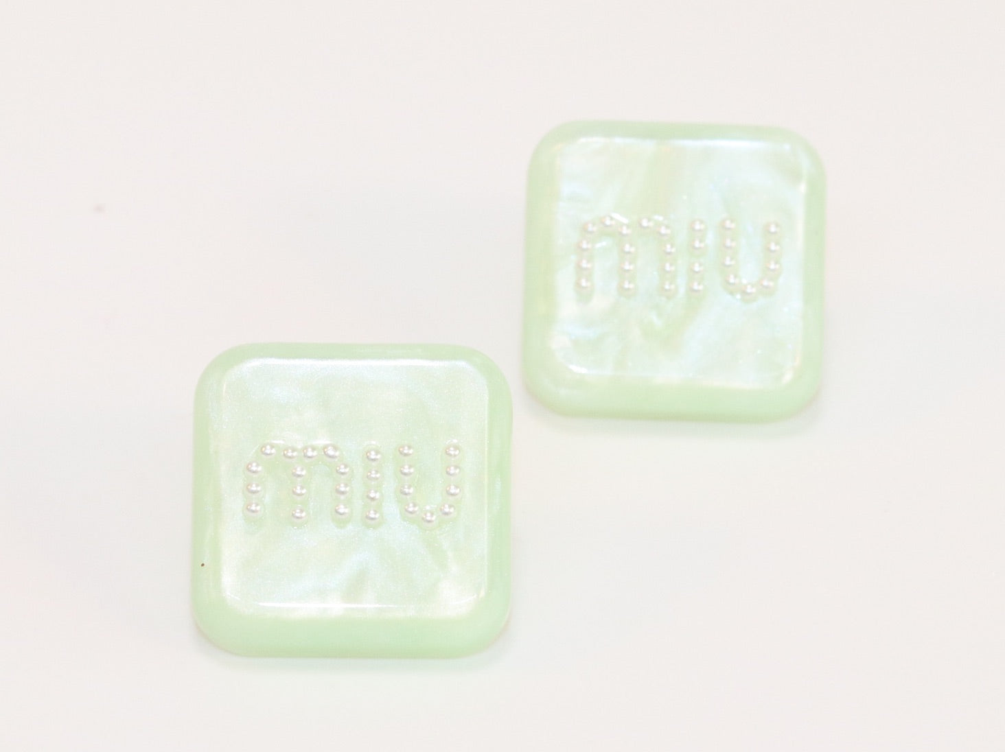 Green enamel and pearl earrings