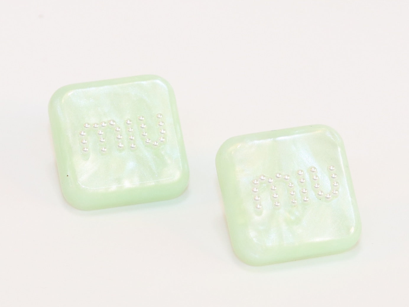 Green enamel and pearl earrings