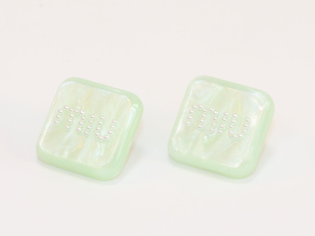 Green enamel and pearl earrings