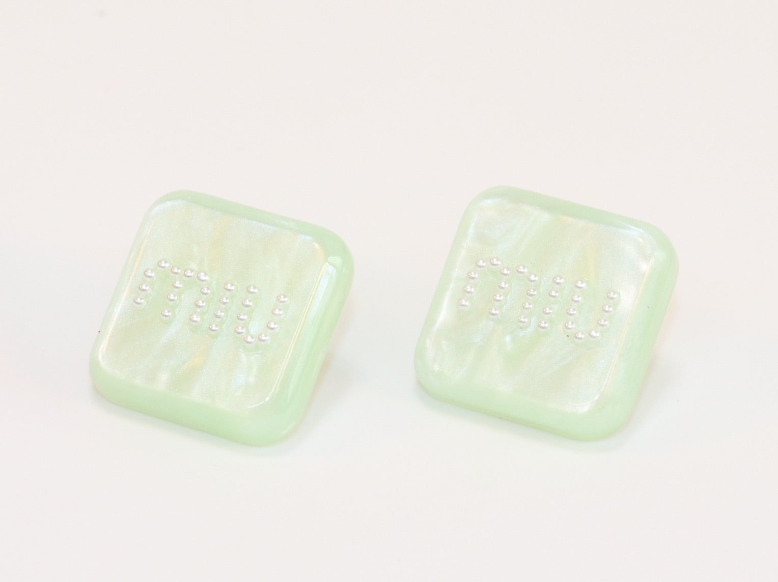 Green enamel and pearl earrings