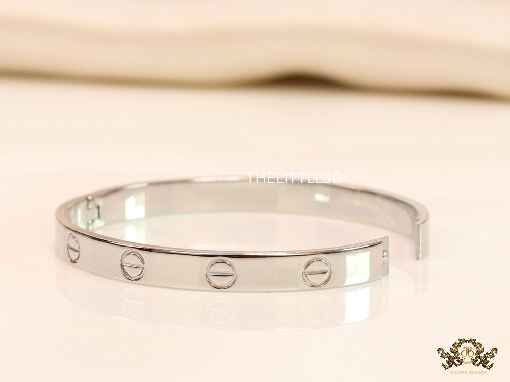 Men's platinum all screws oval shaped openable bracelets