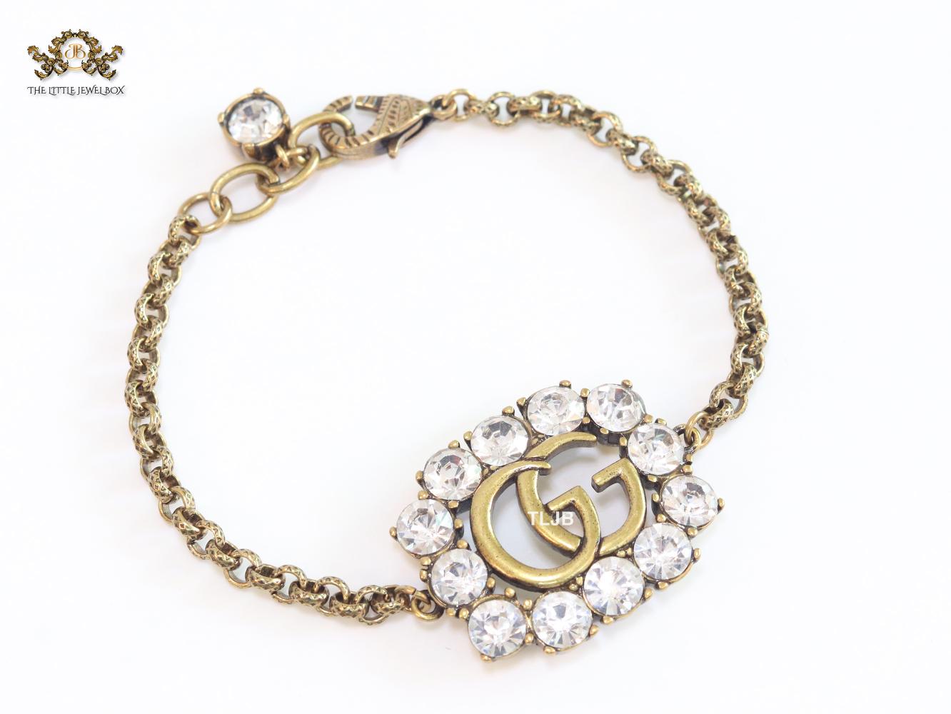 Double G rustic bracelet with stones