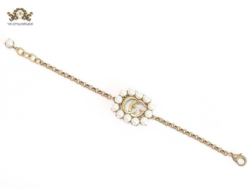 Double G rustic bracelet with pearls
