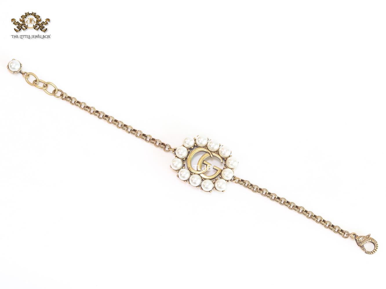Double G rustic bracelet with pearls