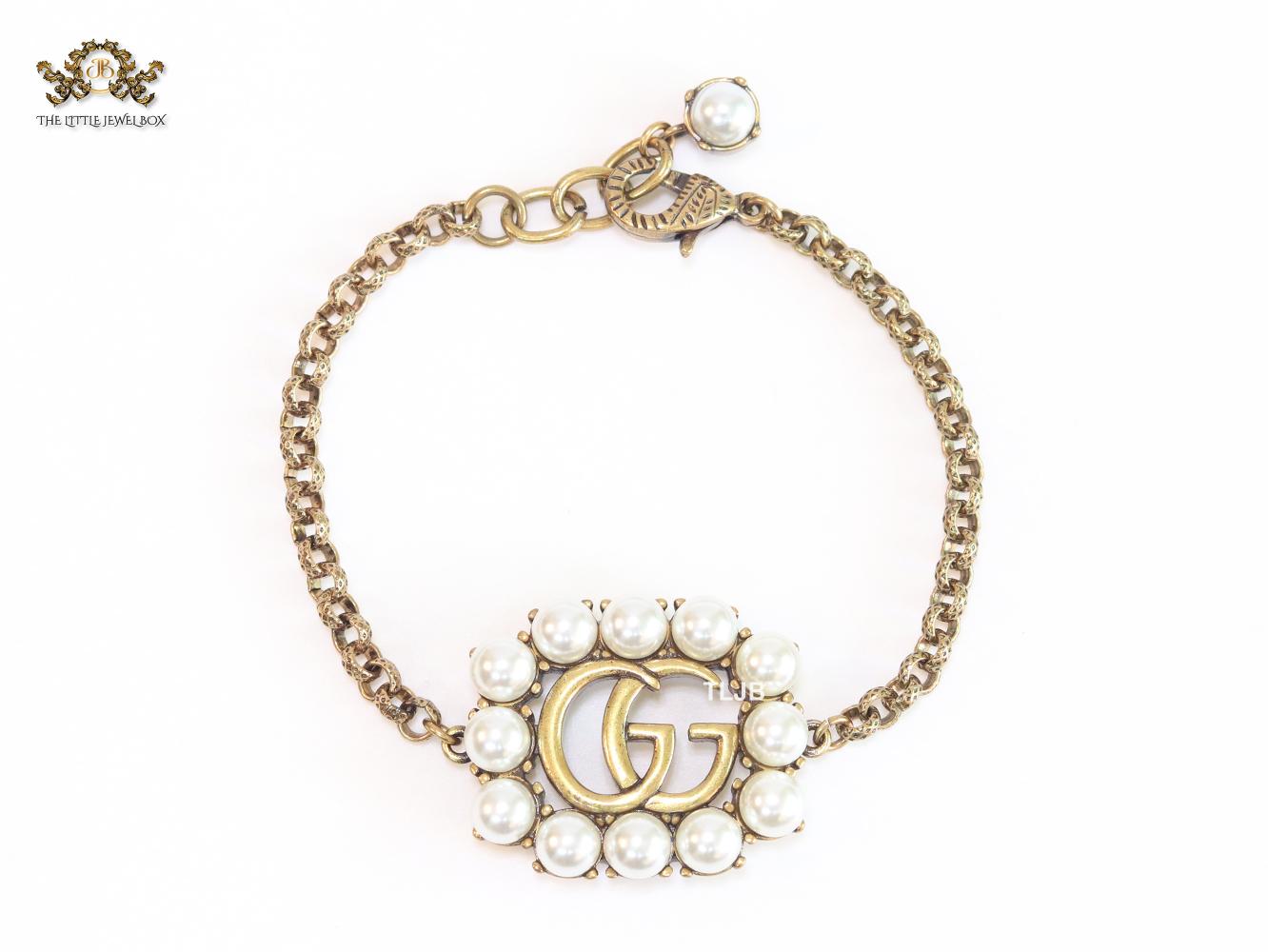 Double G rustic bracelet with pearls