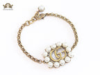 Double G rustic bracelet with pearls