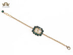 Double G rustic bracelet with green stones