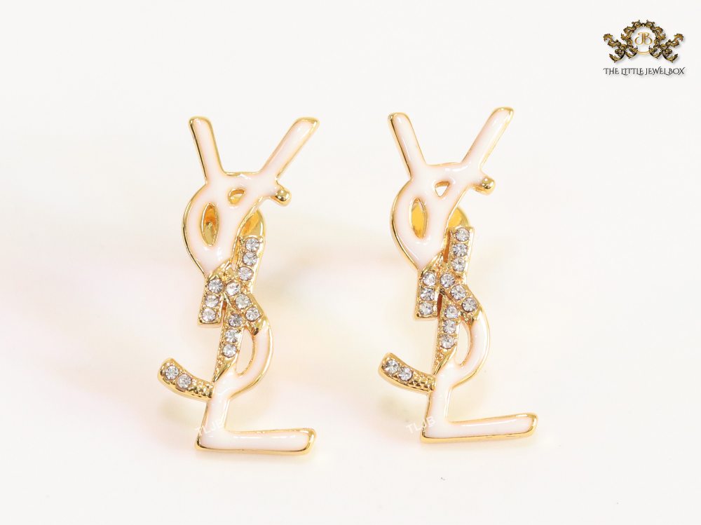 Alphabet Y & L  white cz studs