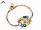 Double G rustic bracelet with multicolored stones