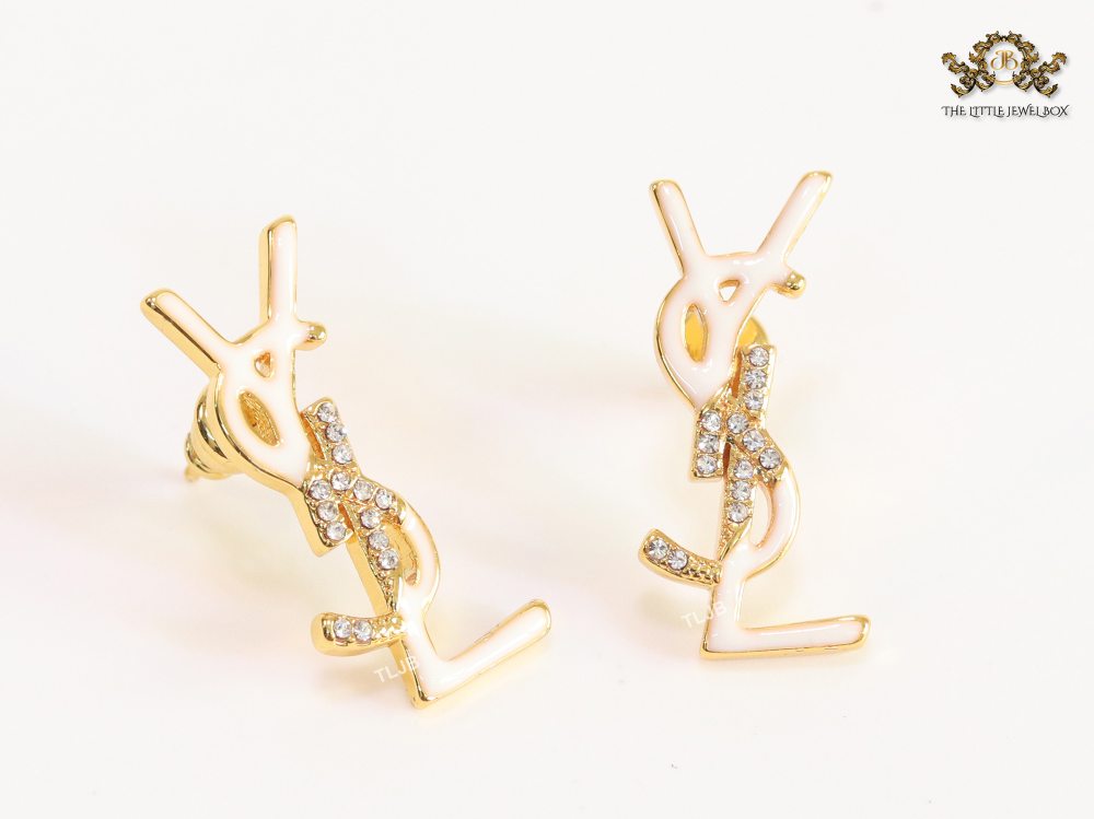 Alphabet Y & L  white cz studs