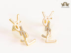 Alphabet Y & L  white cz studs