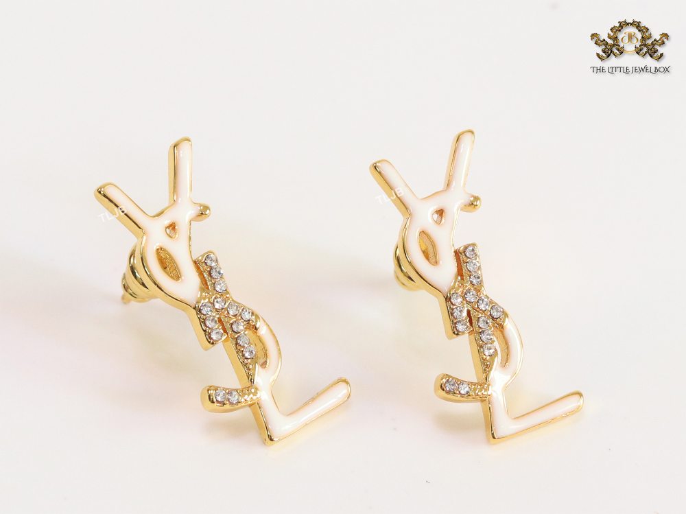 Alphabet Y & L  white cz studs