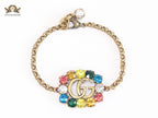 Double G rustic bracelet with multicolored stones