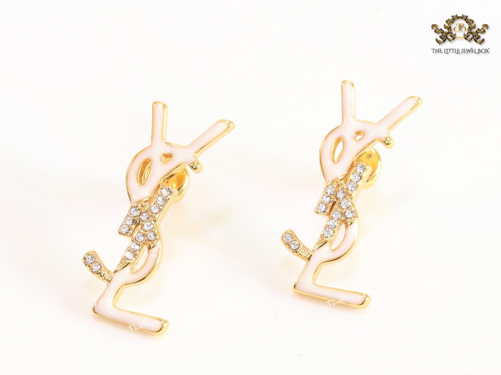 Alphabet Y & L  white cz studs