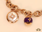 Rose gold plated link chain bracelet with multi enamel and MOP charms